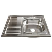 Мойка нерж. 60 80 (0,6) прав. вып 3 1 2 MIXLINE 16см с сифоном