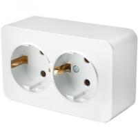 Розетка 2-м. ОП STEKKER София с/з 250В, 16А, IP20, белый, MST16-12-01