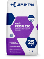 Клей для плитки, керамогранита и камня Profi 120 класс С1 25кг (120*60) //Цементум