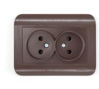 Розетка 2-м. СП LUXAR Deco без з к шоколад с рифленой рамкой, 250В 16А (10.035.06)