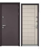 Дверь входная метал.  БУЛЬДОРС TERMO STANDART  MP 960 2050 L (Букле шок МДФ Бьянко ларче 10T-136 )