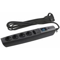 Сетевой фильтр ЭРА SFU-5вх.2м.+2xUSB(черн.) с заземл., шторки, выкл.