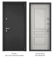 Дверь входная метал. "TOREX" SNEGIR PRO MP 880*2050 R (Т-серое букл граф/ПВХ Бьянко S60-C3 )