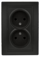 Розетка 2х2P, 16А-250В, IP20, СУ, Plano, антрацит 1-204-05