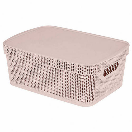 Корзина для хранения 38 27 14,3см с крышкой 11л Keeplex Ajur бежевый топаз KL4115