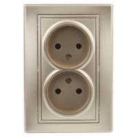 Розетка 2х2P, 16А-250В, IP20, СУ, Plano, шампань1-204-04