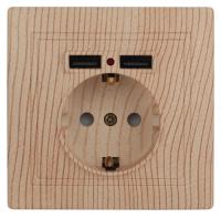 Розетка+USB СУ INTRO Plano IP20, сосна 1-410-11