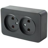 Розетка 2-м. ОП STEKKER София б з 250В, 10А, IP20, черный матовый, MST10-12-05