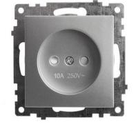Розетка 1-м. СП STEKKER Катрин мех. 10А б з с защитной шторкой серебро  GLS10-7109-03 39581