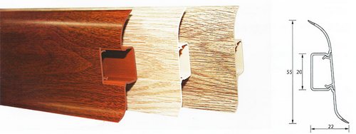 Плинтус с сил.краем и каб. каналом Орех  2,5м  IDEAL