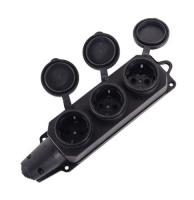 Колодка 3 гнезда с з, каучук IP44 16А Вихрь