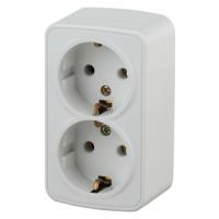 Розетка 2-м. ОУ INTRO Polo 2х2P+E Schuko, 16А-250В, IP20, белый 3-204-01