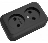 Розетка 2-ая б/з черный ОП 16А, 220В Пралеска (РА16-260Ч)