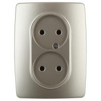 Розетка 2X2P, 16A-250В, IP20, Эра12, шампань12-2107-04