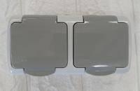 Розетка 2-ая с/з с крышкой серый ОП 16А, IP54 VKL electric