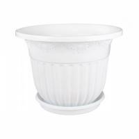 Горшок-кашпо "Лозанна" 25л с поддоном (белый) М1613