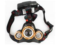 Фонарь налобный Ultraflash E1333 (3,7В, золото. черн., 3LED, 4 Ватт, фокус, 2 ак 4 реж, метал,