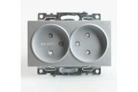 Розетка 2-м. СП STEKKER Катрин мех. 250В 16А б/з с защитной шторкой серебро GLS10-7109-03