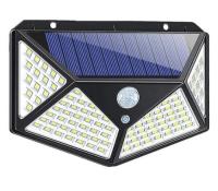 ,Светильник фасадный на солнечной батарее, 100 светодиодов, датчик движения, 6500К, IP54, В приДАЧУ
