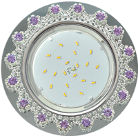 Светильник Ecola GX53 H4 Glass Круг с прозр стразами Корона хром зерк. хром 52x120