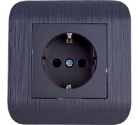 Розетка 1-м. СУ LUXAR Deco с з к венге с рифленой рамкой, 250В 16А (10.025.02)