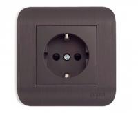 Розетка 1-м. СП LUXAR Deco с з шоколад с рифленой рамкой, 250В 16А (10.025.06)