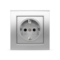Розетка  1-м. СП "БРИЛЛИАНТ" 16А с/з серебр.