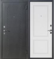 Дверь метал.ФЕРРОНИ Dominanta муар 860 2050 правая (Черный муар,ясень белый эмаль,2 замка,75 мм)