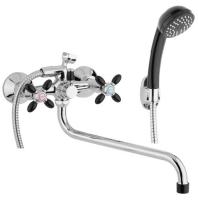 См-ль д ванны 1 2  м к шар. перекл гусак 300мм ОС 3571-7 Черный ОЛИМП