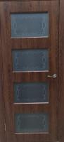 Дверное полотно Афина К3 800 2000 ПВХ Дуб коньяк стекло белое с рис.