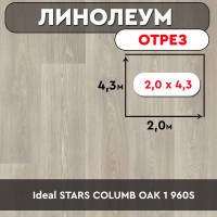 ,линолеум Ideal STARS COLUMB OAK 1 960S ОТРЕЗ 2*4,3 м