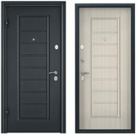 Дверь стальная  ТОРЭКС  DELTA-М10 950 2050 левая(Тем.сер.букл.граф,VDN-2, ПВХ листв. белая CK65-S)