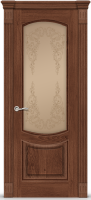 Дверное полотно Калисто нью профиль 800 2000 шпон дуб мореный,стекло бронза с алмазной гравировкой