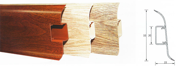 Плинтус с сил.краем и каб. каналом Дуб Кофейный  2,5м  IDEAL