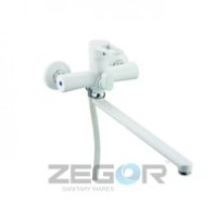 Смеситель для ванны ZEGOR PUD7-A045-YW дивертор в корпусе Белый