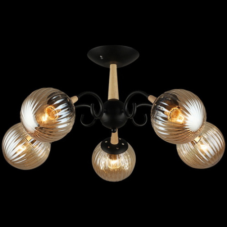 Люстра потолочная 04886-0.3-05 BK+WOOD
