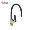 Смеситель для кухни AQUAKRATOS AK6938-7 картридж 35 мм на гайке с гиб. силикон. изливом Черный