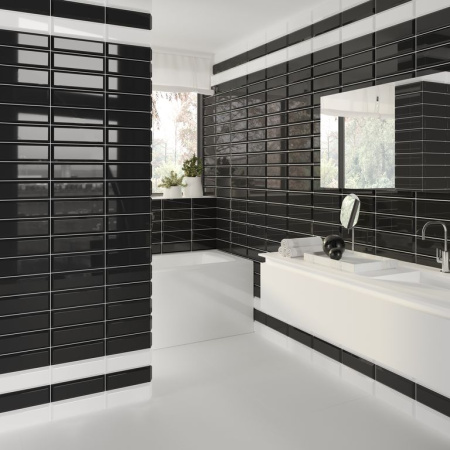 Metro black wall 01 плитка облиц. 100 300 черный