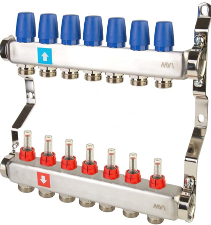 Коллектор в сборе с расходомерами нерж. 7 вых MVI