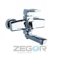Смеситель для ванны ZEGOR NEF3-A232 с литым пов. изливом 150мм, ø35, встр. переключение 