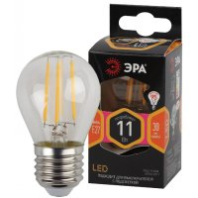 Лампа светодиодная F-LED P45-11w-827-E27 (филамент, шар, 11Вт, тепл, E27) ЭРА