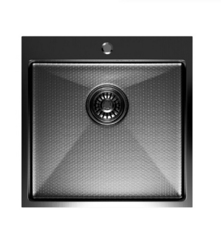 .Мойка настол.монтаж 50 50 (2,0) вып 3 1 2 MIXLINE PRO 200 мм с сифоном (черный графит НАНО декор)
