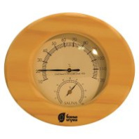 Термометр с гигрометром для бани и сауны 16*14*3 см овальный в дер.корпусе Банная станция (5)