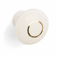 Ручка-кнопка УФА РК (25) с золотой каймой, пластиковая, белая											